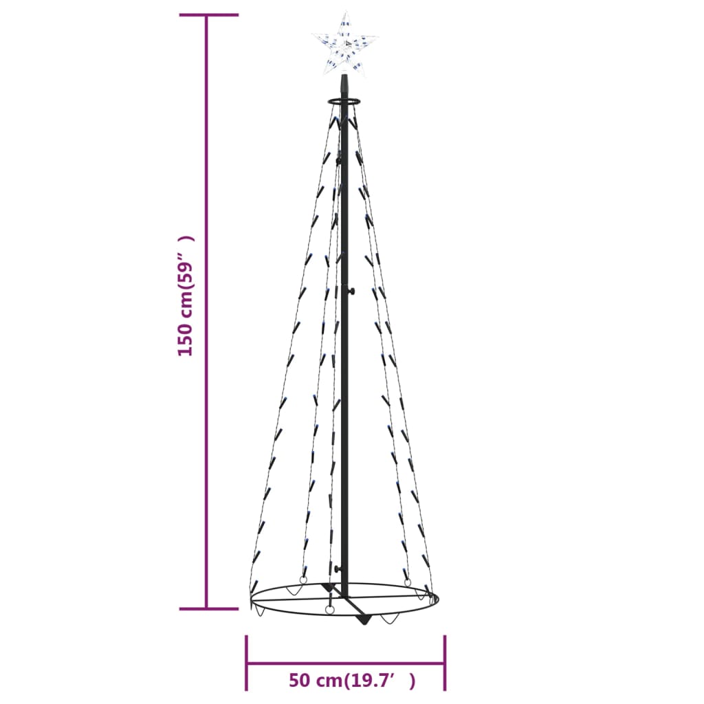 Christmas Cone Tree Blue 84 LEDs Decoration 50x150 cm - OLBRIT