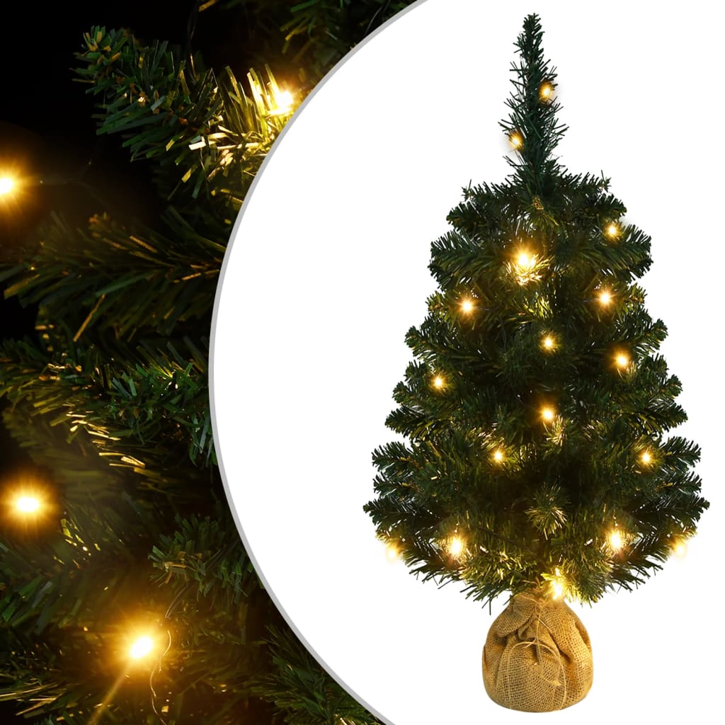 Artificial Pre-lit Christmas Tree with Stands Green 90 cm PVC - OLBRIT