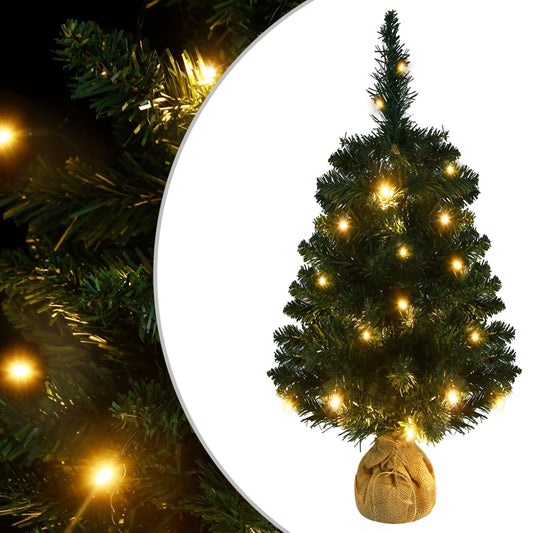 Artificial Pre-lit Christmas Tree with Stands Green 90 cm PVC - OLBRIT