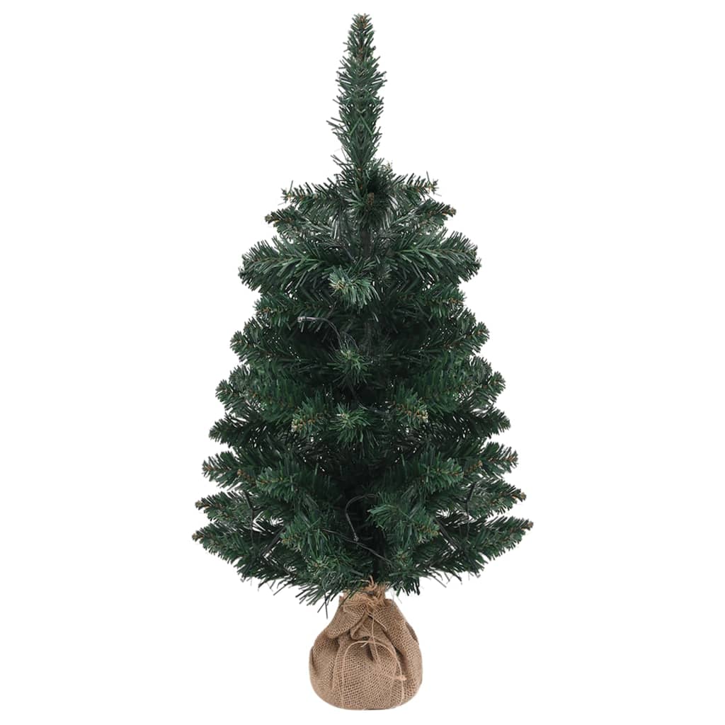 Artificial Pre-lit Christmas Tree with Stands Green 90 cm PVC - OLBRIT