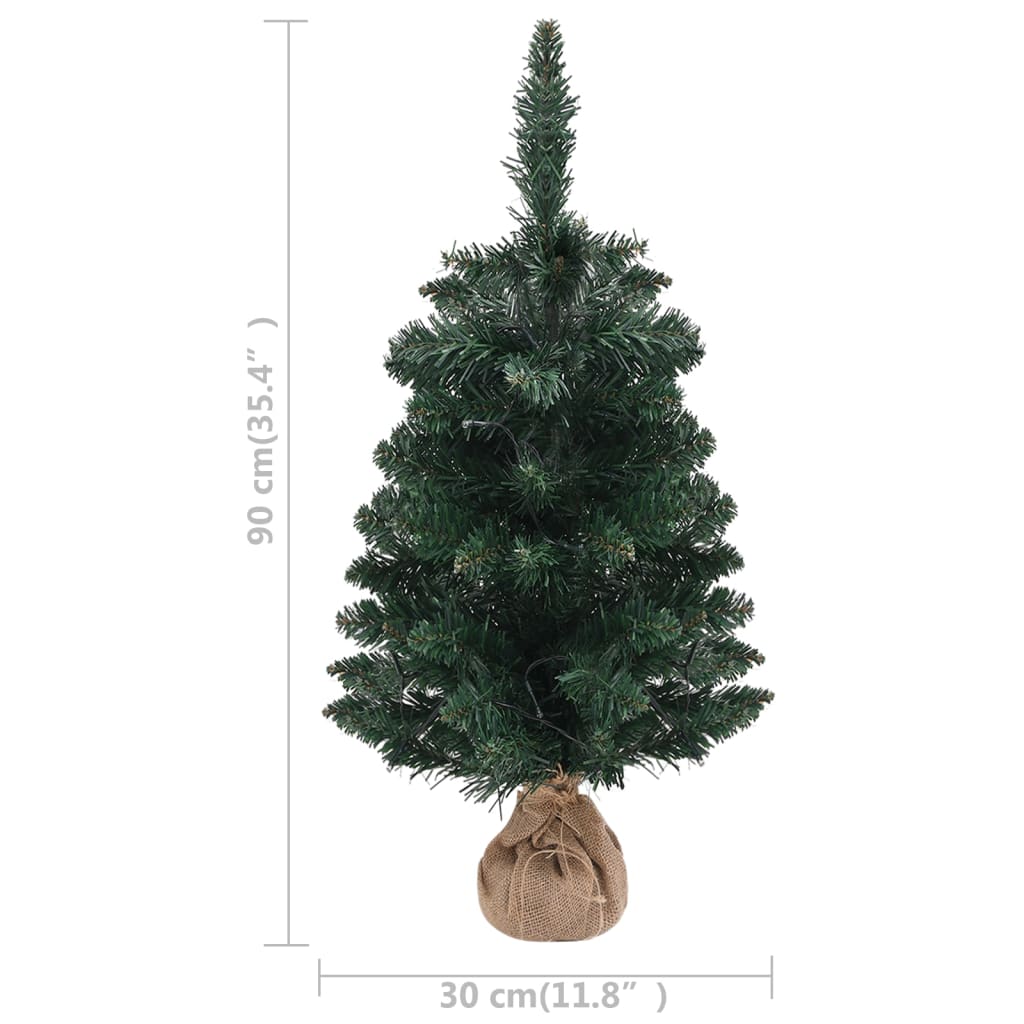 Artificial Pre-lit Christmas Tree with Stands Green 90 cm PVC - OLBRIT