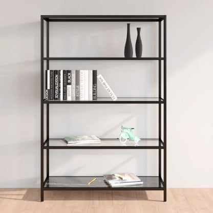 Shelf Black Marble and Transparent 100x36x168 cm Tempered Glass - OLBRIT