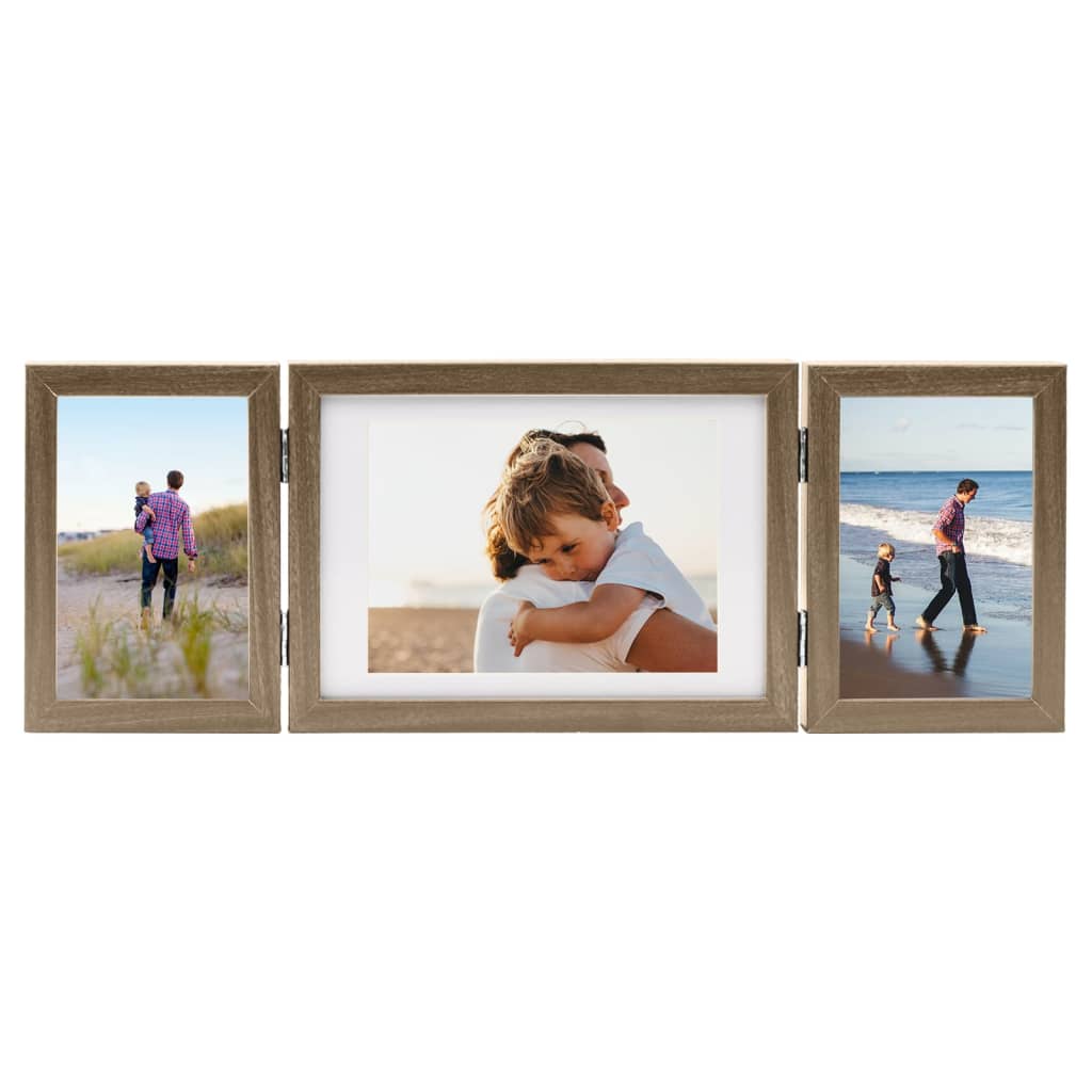 Trifold Photo Frame Collage Light Brown 22x15 cm+2x - OLBRIT