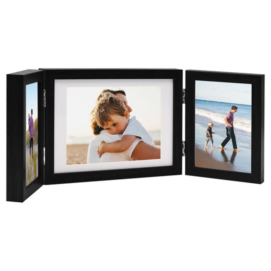 Trifold Photo Frame Collage Black 22x15 cm+2x - OLBRIT