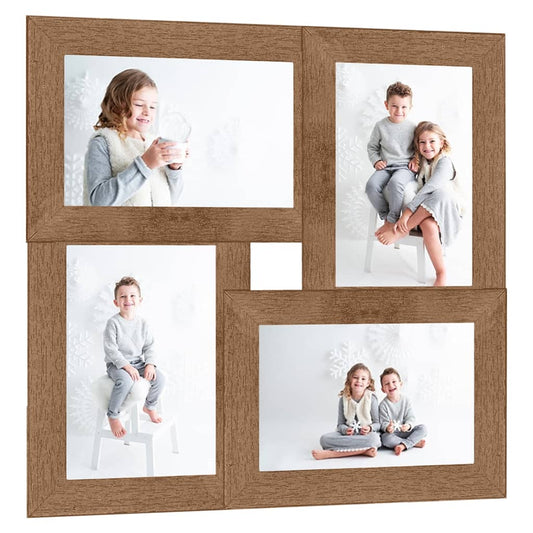 Collage Photo Frame for 4x(10x15 cm) Picture Light Brown MDF - OLBRIT