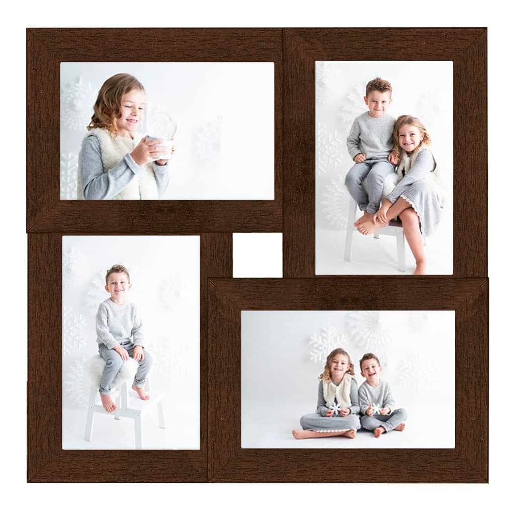 Collage Photo Frame for 4x(10x15 cm) Picture Dark Brown MDF - OLBRIT