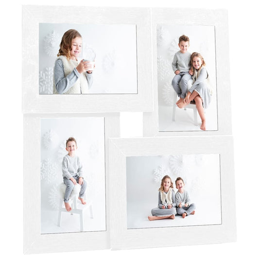 Collage Photo Frame for 4x(10x15 cm) Picture White MDF - OLBRIT