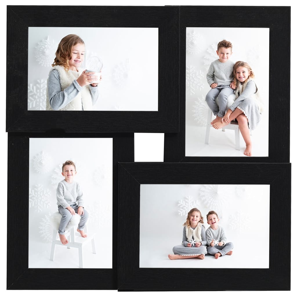 Collage Photo Frame for 4x(10x15 cm) Picture Black MDF - OLBRIT