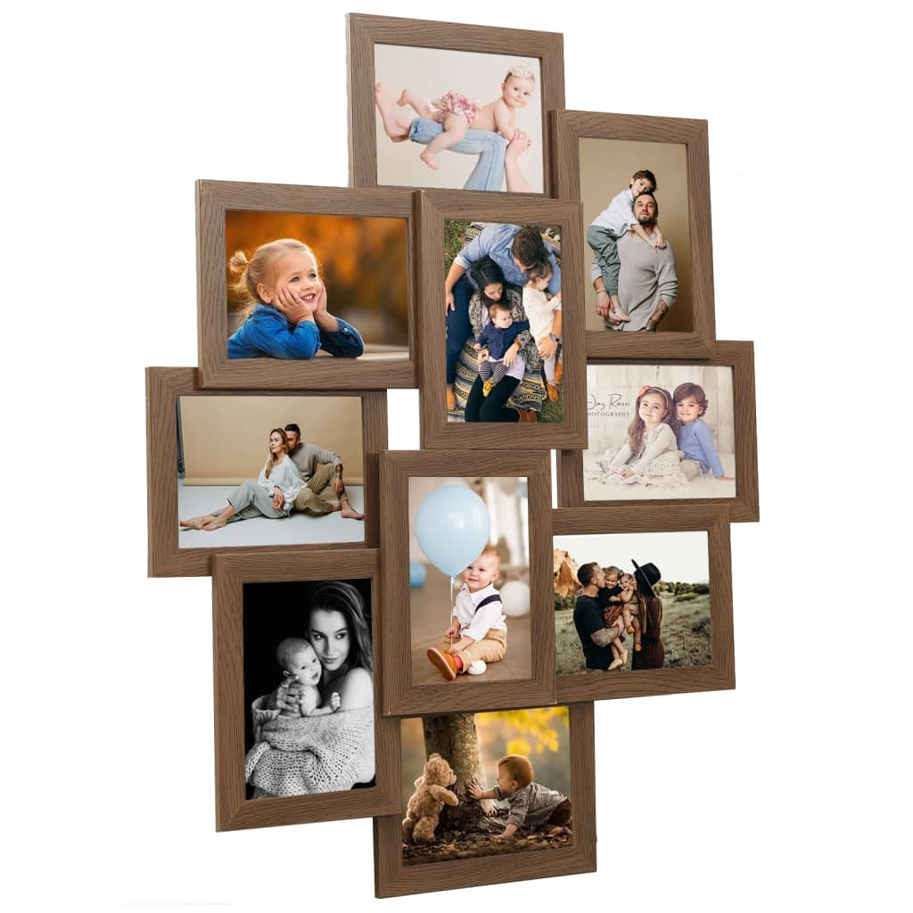 Collage Photo Frame for 10x(10x15 cm) Picture Light Brown MDF - OLBRIT