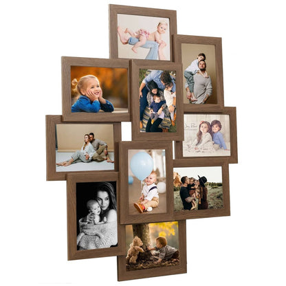 Collage Photo Frame for 10x(10x15 cm) Picture Light Brown MDF - OLBRIT