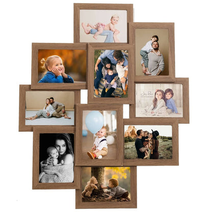 Collage Photo Frame for 10x(10x15 cm) Picture Light Brown MDF - OLBRIT