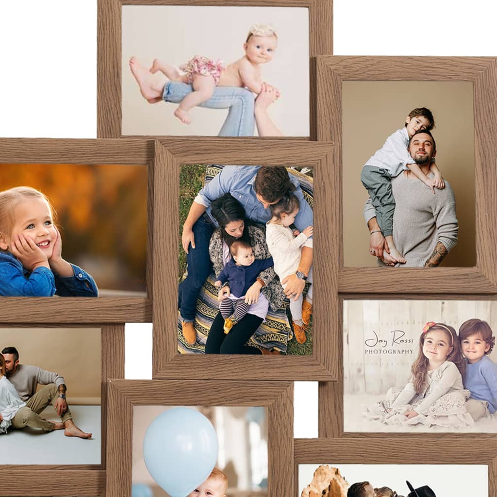 Collage Photo Frame for 10x(10x15 cm) Picture Light Brown MDF - OLBRIT