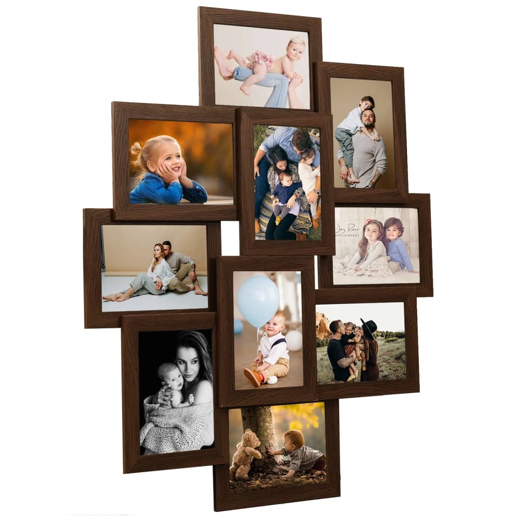 Collage Photo Frame for 10x(10x15 cm) Picture Dark Brown MDF - OLBRIT