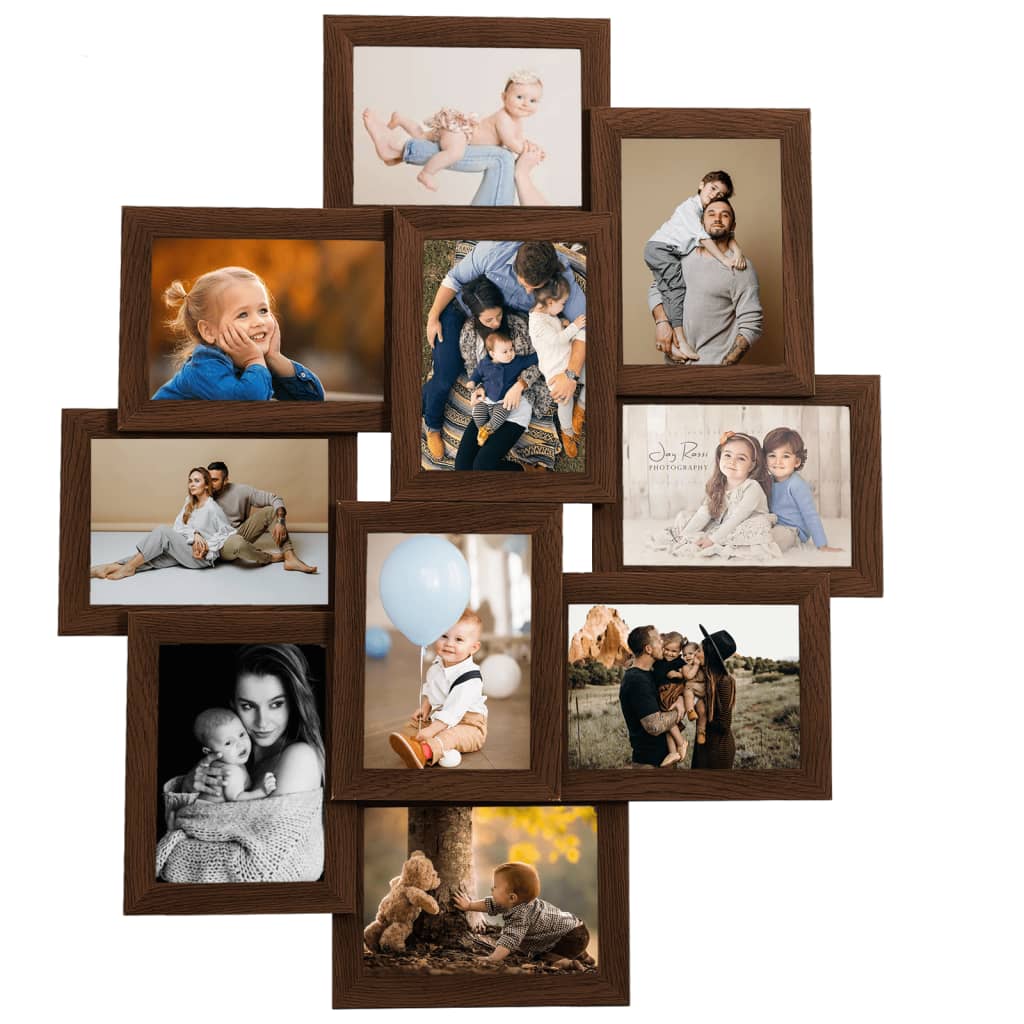 Collage Photo Frame for 10x(10x15 cm) Picture Dark Brown MDF - OLBRIT