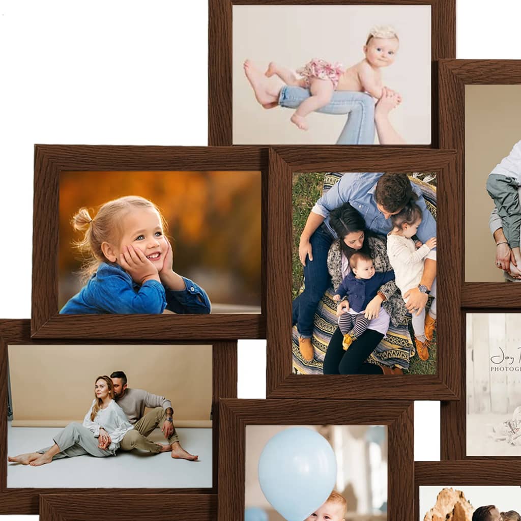 Collage Photo Frame for 10x(10x15 cm) Picture Dark Brown MDF - OLBRIT