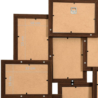 Collage Photo Frame for 10x(10x15 cm) Picture Dark Brown MDF - OLBRIT