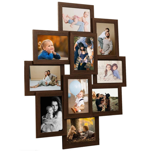 Collage Photo Frame for 10x(13x18 cm) Picture Dark Brown MDF - OLBRIT