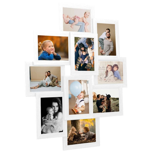 Collage Photo Frame for 10x(10x15 cm) Picture White MDF - OLBRIT