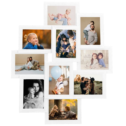 Collage Photo Frame for 10x(13x18 cm) Picture White MDF - OLBRIT