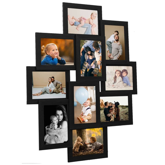 Collage Photo Frame for 10x(10x15 cm) Picture Black MDF - OLBRIT