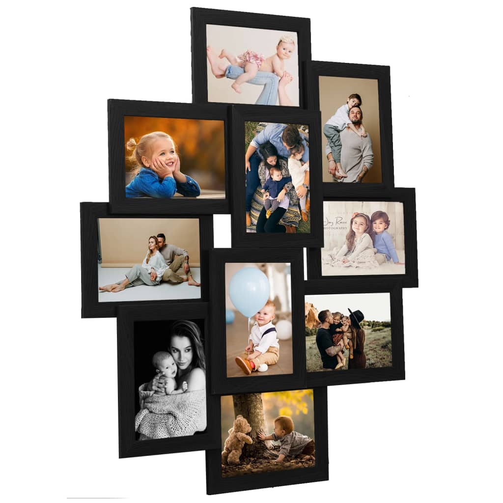 Collage Photo Frame for 10x(13x18 cm) Picture Black MDF - OLBRIT