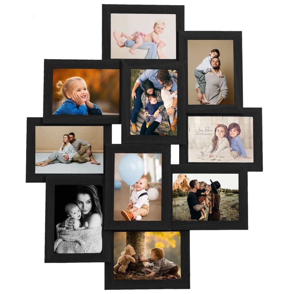 Collage Photo Frame for 10x(13x18 cm) Picture Black MDF - OLBRIT