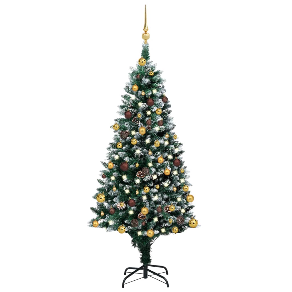 Artificial Pre-lit Christmas Tree with Ball Set & Pinecones 150 cm - OLBRIT