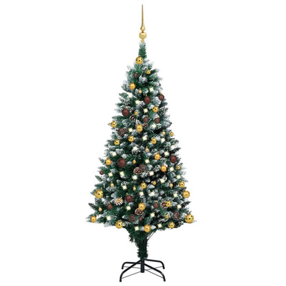 Artificial Pre-lit Christmas Tree with Ball Set & Pinecones 150 cm - OLBRIT