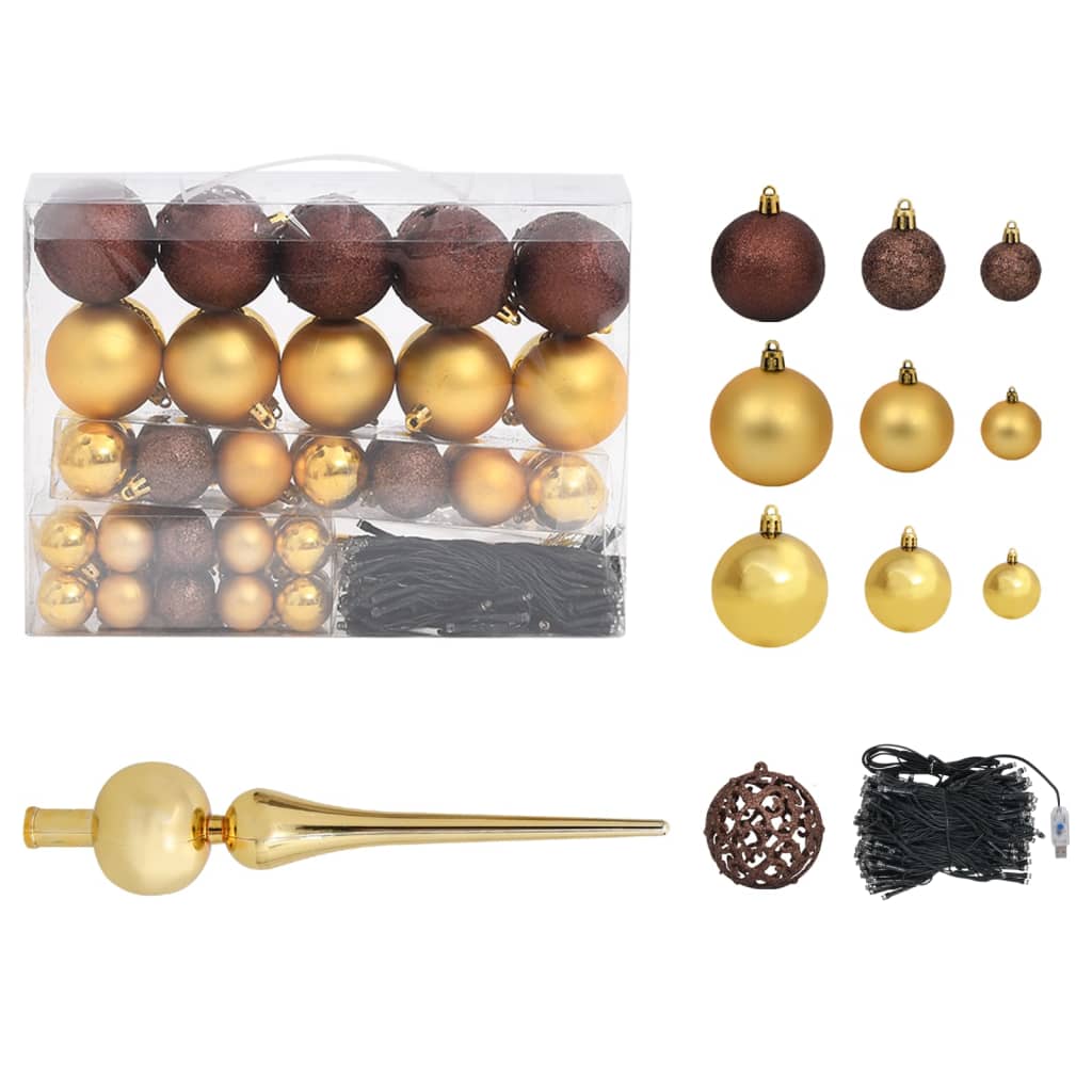 Artificial Pre-lit Christmas Tree with Ball Set & Pinecones 150 cm - OLBRIT