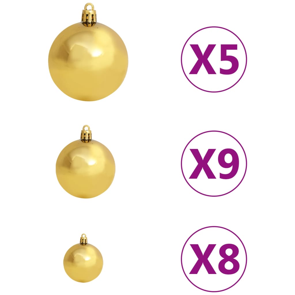 Artificial Pre-lit Christmas Tree with Ball Set & Pinecones 150 cm - OLBRIT