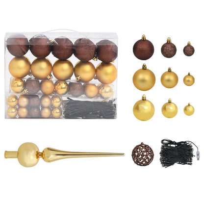 Nordmann Fir Artificial Christmas Tree LED & Ball Set Green 210cm - OLBRIT