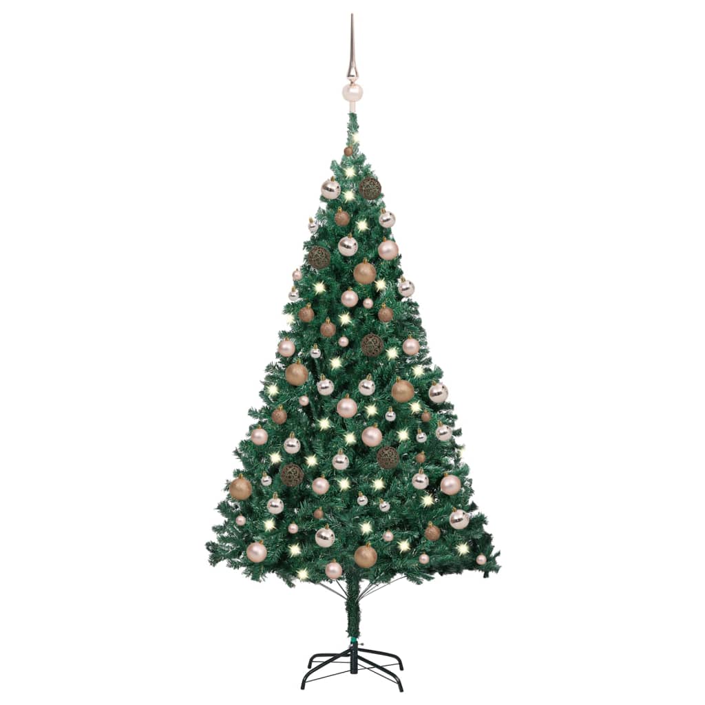 Artificial Pre-lit Christmas Tree with Ball Set Green 120 cm PVC - OLBRIT