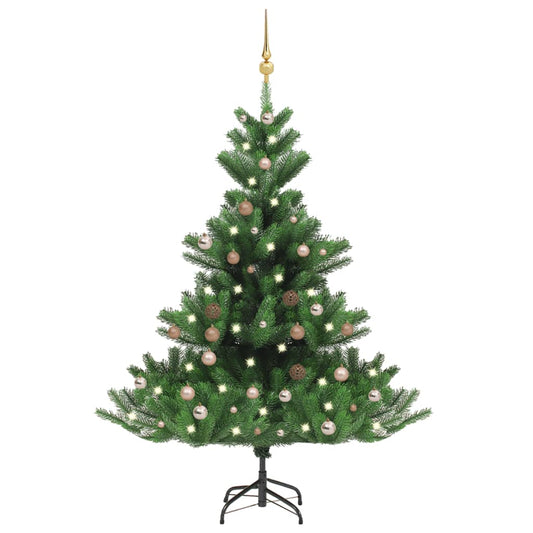 Nordmann Fir Artificial Christmas Tree LED & Ball Set Green 120cm - OLBRIT