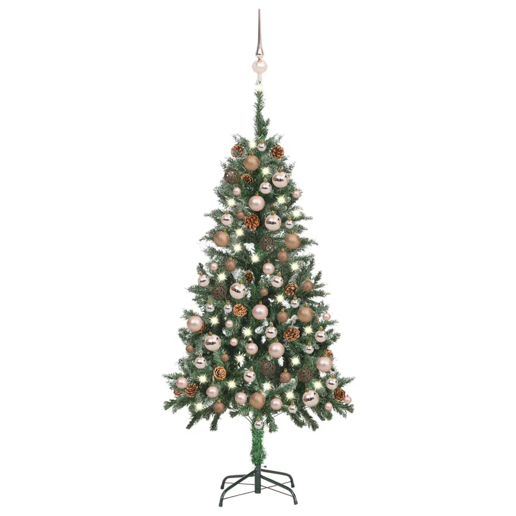 Artificial Pre-lit Christmas Tree with Ball Set & Pine Cones 150 cm - OLBRIT