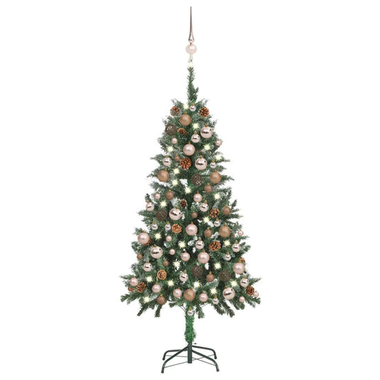Artificial Pre-lit Christmas Tree with Ball Set & Pine Cones 150 cm - OLBRIT