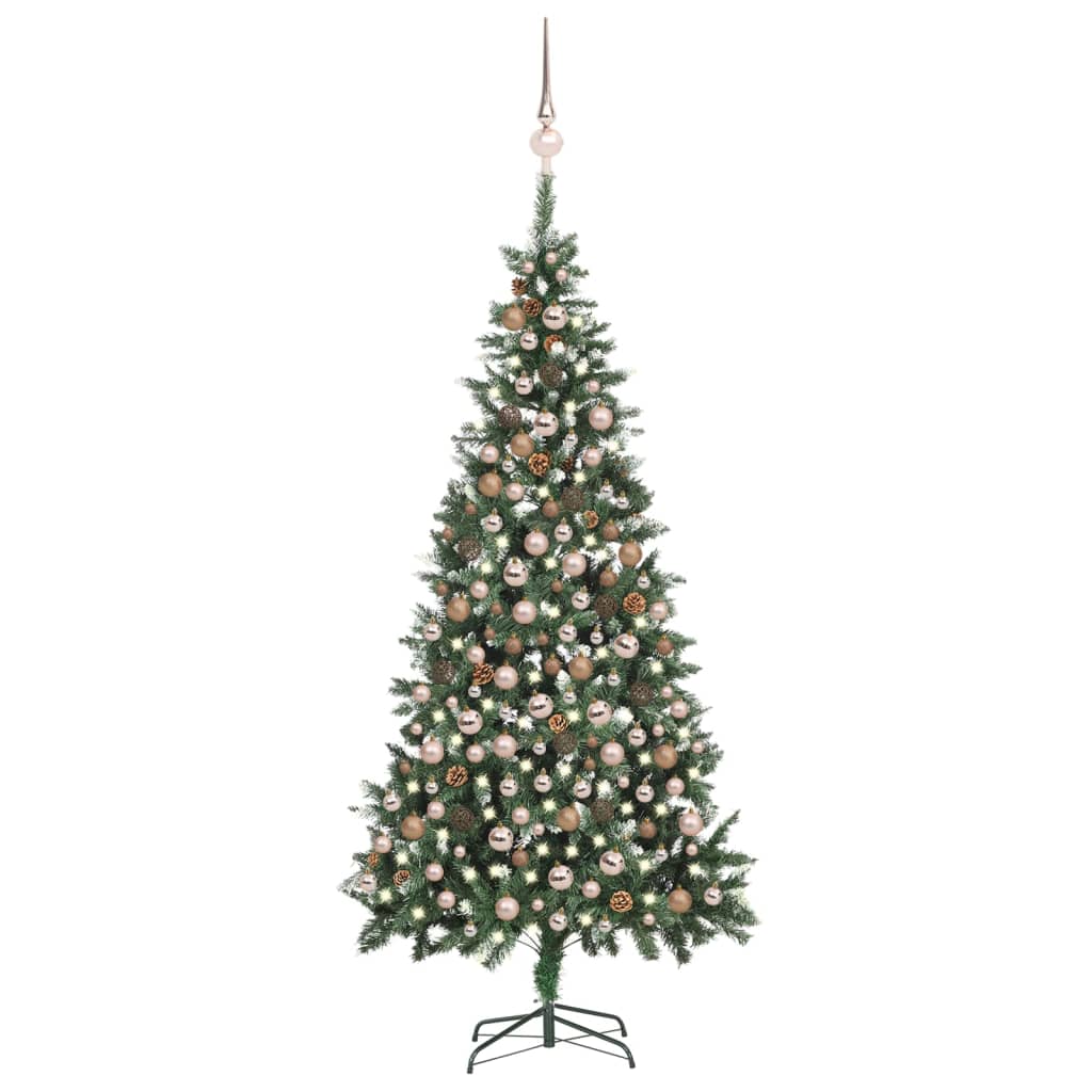 Artificial Pre-lit Christmas Tree with Ball Set & Pine Cones 210 cm - OLBRIT