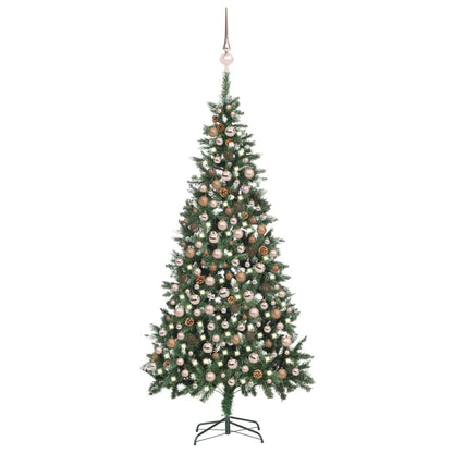 Artificial Pre-lit Christmas Tree with Ball Set & Pine Cones 210 cm - OLBRIT