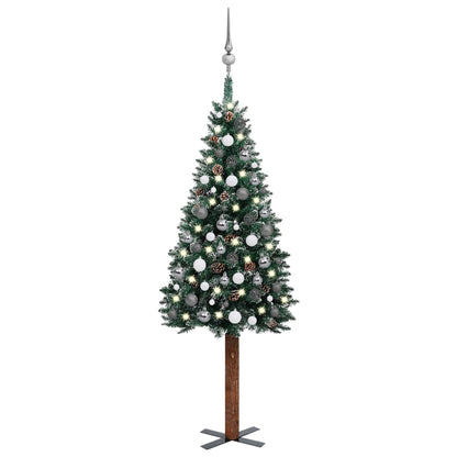 Slim Pre-lit Christmas Tree with Ball Set Green 150 cm - OLBRIT