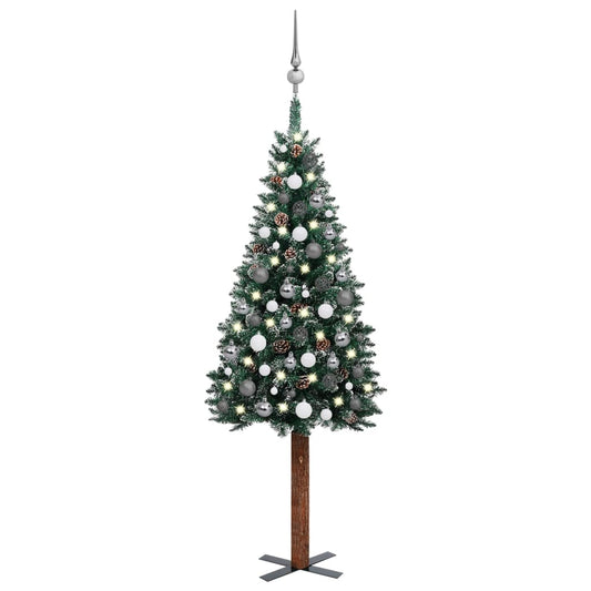Slim Pre-lit Christmas Tree with Ball Set Green 150 cm - OLBRIT