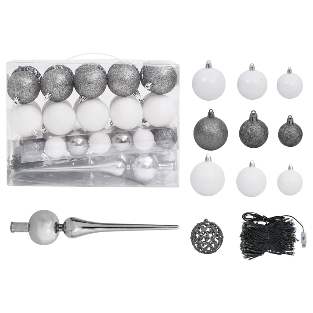 Slim Pre-lit Christmas Tree with Ball Set Green 150 cm - OLBRIT