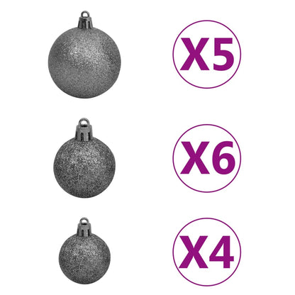 Slim Pre-lit Christmas Tree with Ball Set Green 150 cm - OLBRIT