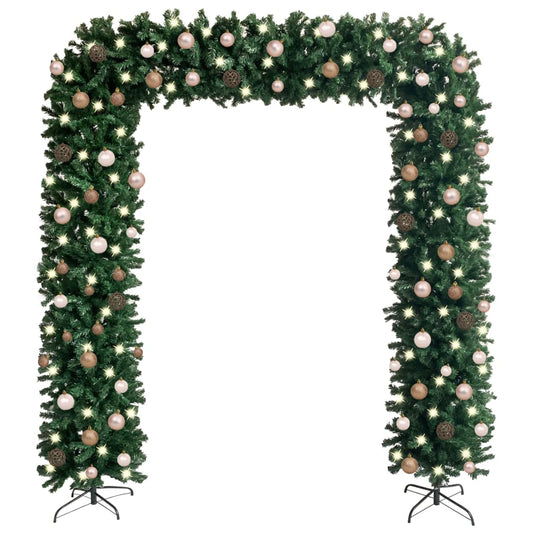 Christmas Tree Arch with LEDs & Ball Set Green 240 cm - OLBRIT