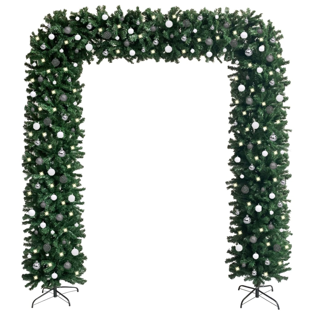 Christmas Tree Arch with LEDs & Ball Set Green 240 cm - OLBRIT