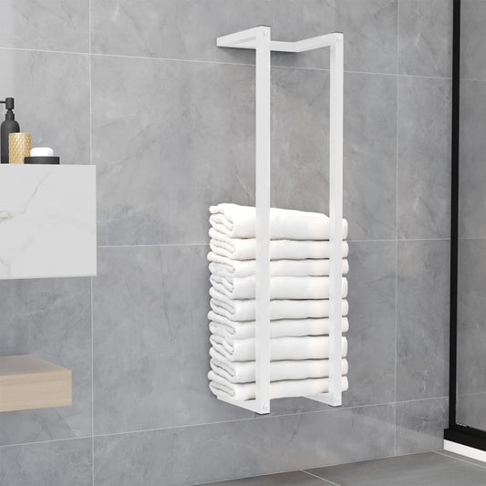 Towel Rack White 25x20x95 cm Steel - OLBRIT