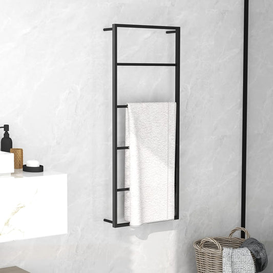 Towel Rack Black 45x10x115 cm Steel - OLBRIT