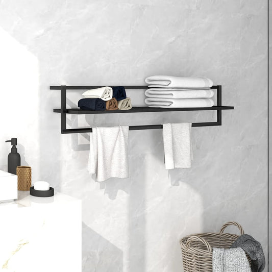 Towel Rack Black 95x25x22 cm Iron - OLBRIT