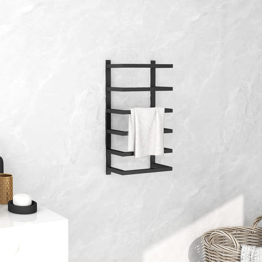 Towel Rack Black 24x12x48 cm Steel - OLBRIT