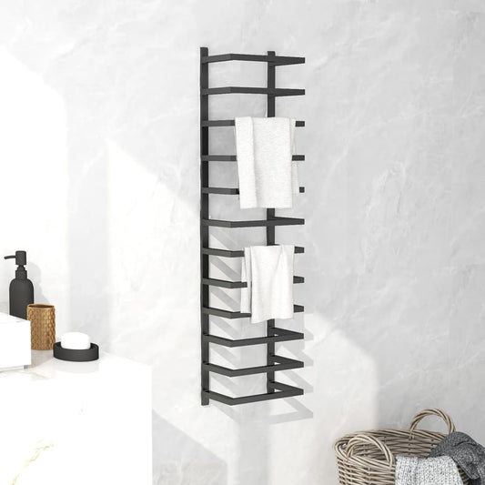 Towel Rack Black 24x12x96 cm Steel - OLBRIT