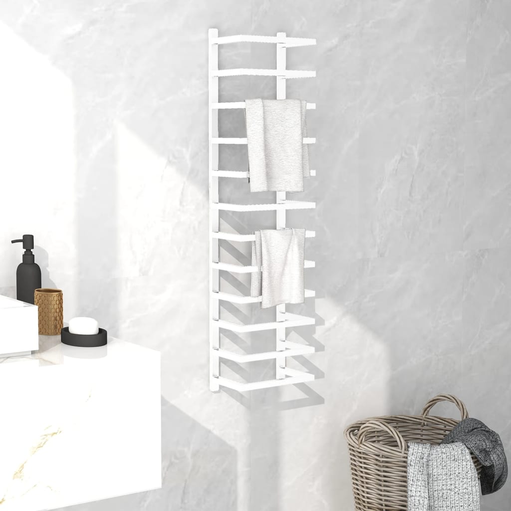 Towel Rack White 24x12x96 cm Steel - OLBRIT