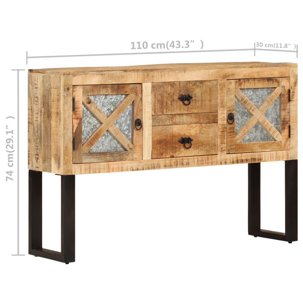 Sideboard 110x30x74 cm Rough Mango Wood - OLBRIT